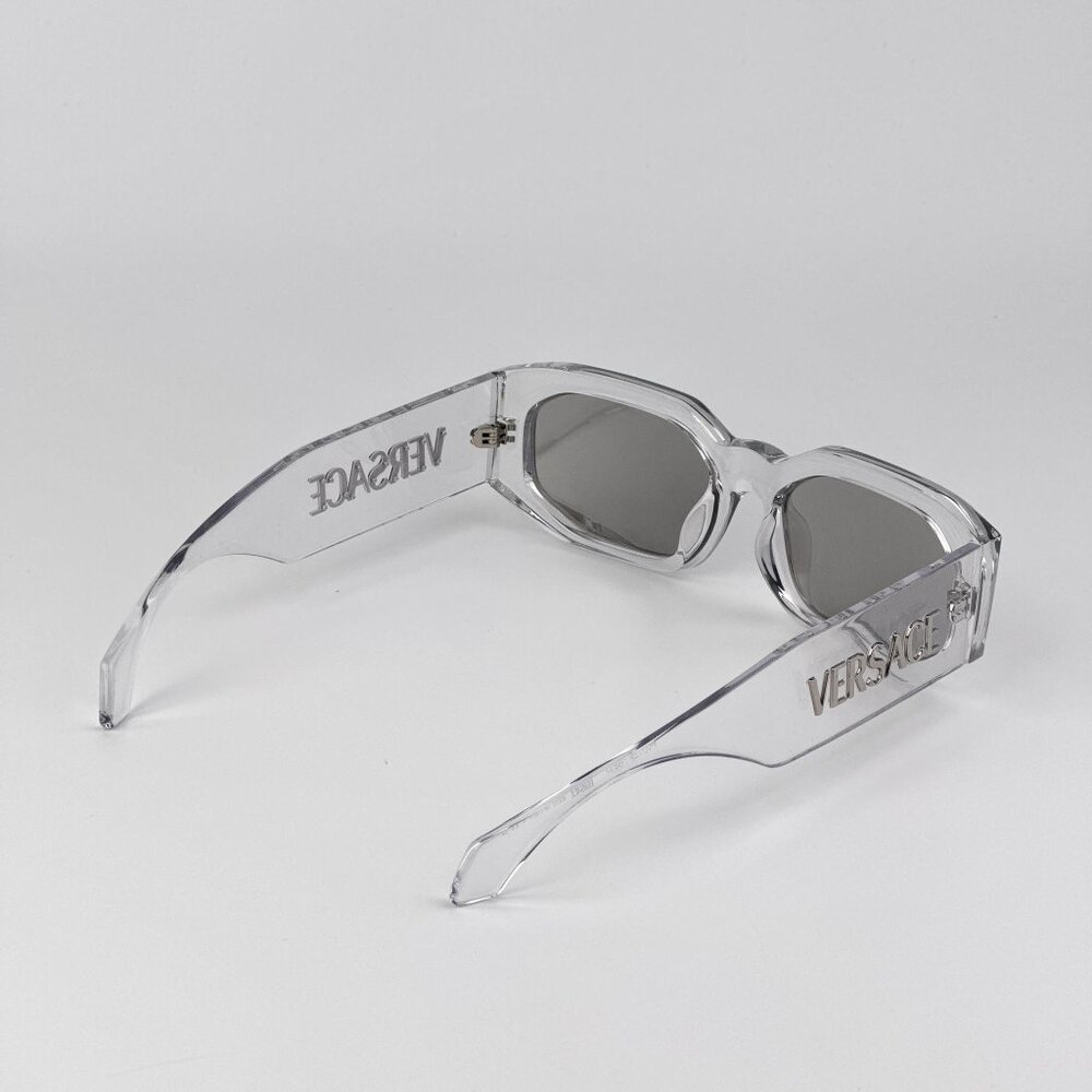 Versace VE4489U 148/8V Transparent Rectangle Sunglasses Silver Mirror Unisex - Picture 5 of 9